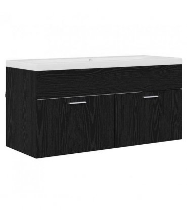vidaXL Bathroom Cabinet Black Oak 100 x 38.5 x 46 cm Engineered Wood — Model: without faucet