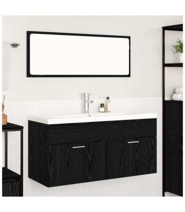 vidaXL Bathroom Cabinet Black Oak 100 x 38.5 x 46 cm Engineered Wood — Model: without faucet