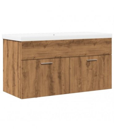 vidaXL Bathroom Sink Cabinet with Built-in Basin Artisan Oak — Size: 90 x 38.5 x 46 cm, Model: without faucet
