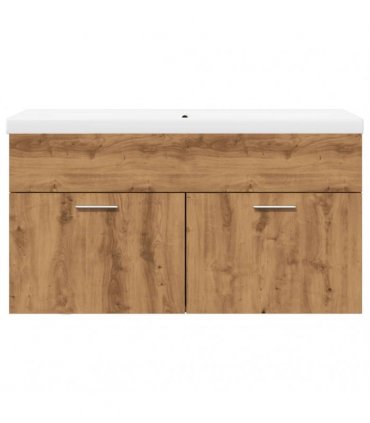 vidaXL Bathroom Sink Cabinet with Built-in Basin Artisan Oak — Size: 90 x 38.5 x 46 cm, Model: without faucet