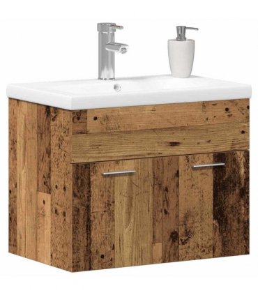 vidaXL Bathroom Cabinet with Drawer Wall-mounted Engineered W — Colour: Old wood, Size: 60 x 38.5 x 46 cm, Model: without faucet