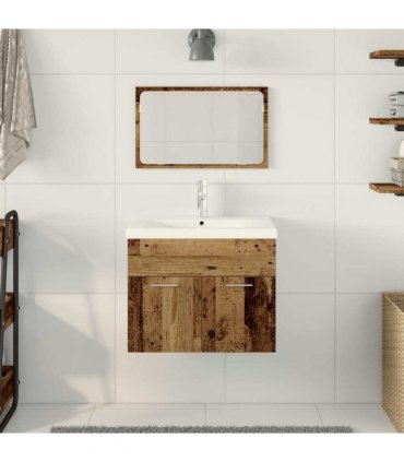 vidaXL Bathroom Cabinet with Drawer Wall-mounted Engineered W — Colour: Old wood, Size: 60 x 38.5 x 46 cm, Model: without faucet