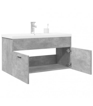 vidaXL Bathroom Sink Cabinet with Built-in Basin Concrete Grey — Size: 90 x 38.5 x 46 cm, Model: without faucet