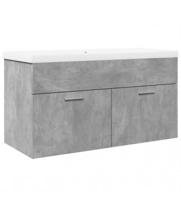 vidaXL Bathroom Sink Cabinet with Built-in Basin Concrete Grey — Size: 90 x 38.5 x 46 cm, Model: without faucet