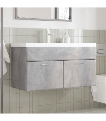 vidaXL Bathroom Sink Cabinet with Built-in Basin Concrete Grey — Size: 90 x 38.5 x 46 cm, Model: without faucet
