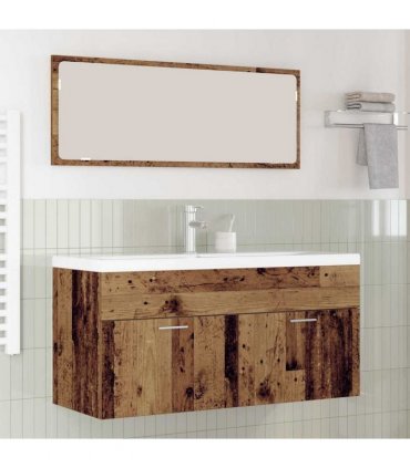 vidaXL Bathroom Cabinet Old Wood 100 x 38.5 x 46 cm Engineered Wood — Model: without faucet