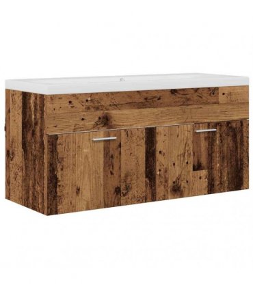 vidaXL Bathroom Cabinet Old Wood 100 x 38.5 x 46 cm Engineered Wood — Model: without faucet