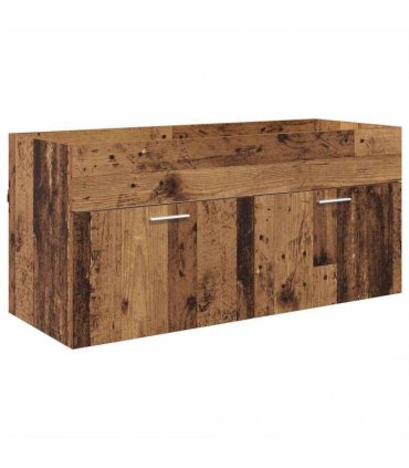 vidaXL Bathroom Cabinet Old Wood 100 x 38.5 x 46 cm Engineered Wood — Model: without faucet