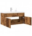 vidaXL Bathroom Sink Cabinet with Built-in Basin Old Wood — Size: 90 x 38.5 x 46 cm, Model: without faucet