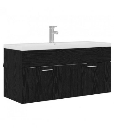 vidaXL Bathroom Cabinet Black Oak 100 x 38.5 x 46 cm Engineered Wood — Model: with faucet