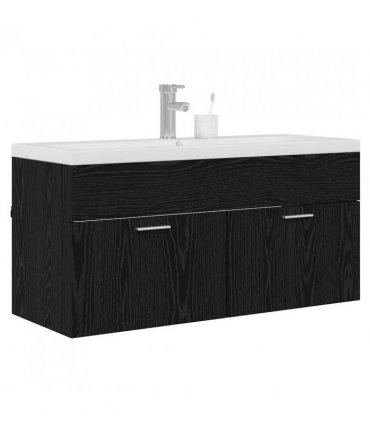 vidaXL Bathroom Cabinet Black Oak 100 x 38.5 x 46 cm Engineered Wood — Model: with faucet