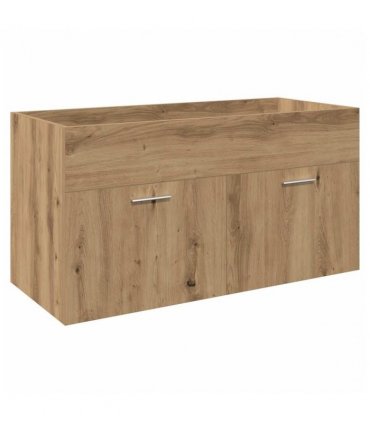 vidaXL Sink Cabinet with Built-in Basin Artisan Oak Engineered Wood — Size: 90 x 38.5 x 46 cm, Model: with faucet