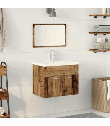 vidaXL Bathroom Cabinet Old Wood 60 x 38.5 x 46 cm Engineered Wood — Model: with faucet