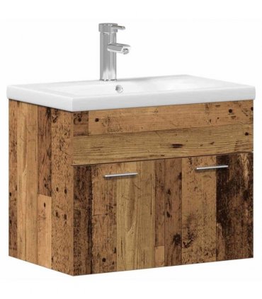 vidaXL Bathroom Cabinet Old Wood 60 x 38.5 x 46 cm Engineered Wood — Model: with faucet