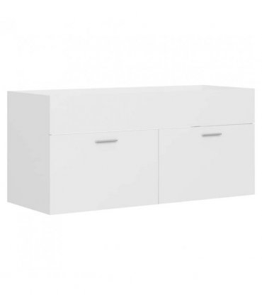 vidaXL Sink Cabinet with Built-in Basin White Engineered Wood — Size: 100 x 38.5 x 46 cm, Model: without faucet