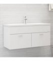 vidaXL Sink Cabinet with Built-in Basin White Engineered Wood — Size: 100 x 38.5 x 46 cm, Model: with faucet