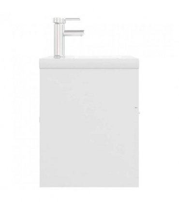 vidaXL Sink Cabinet with Built-in Basin White Engineered Wood — Size: 100 x 38.5 x 46 cm, Model: with faucet