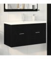 vidaXL Bathroom Cabinet Black Oak 90 x 38.5 x 46 cm Engineered Wood — Model: without faucet
