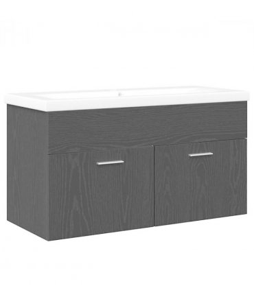 vidaXL Bathroom Cabinet Black Oak 90 x 38.5 x 46 cm Engineered Wood — Model: without faucet