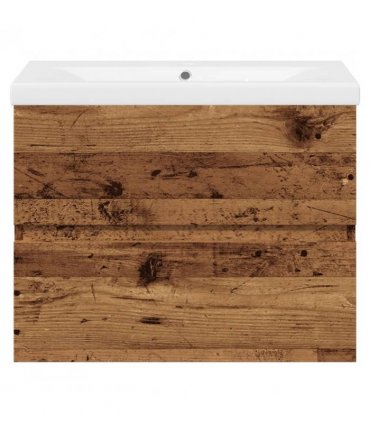 vidaXL Sink Cabinet with Built-in Basin Old Wood — Size: 60 x 38.5 x 45 cm, Model: without faucet & drain