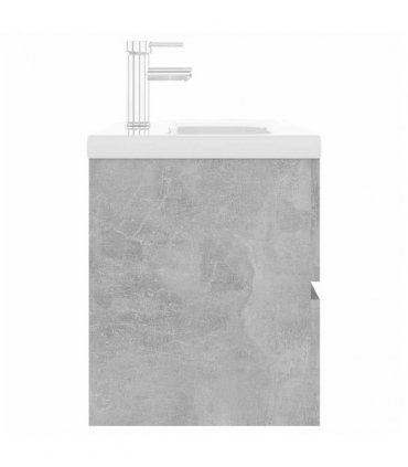 vidaXL Sink Cabinet with Built-in Basin Concrete Grey Engineered Wood — Size: 100 x 38.5 x 45 cm, Model: with faucet & drain