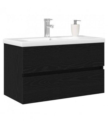 vidaXL Bathroom Sink Cabinet Black Oak 80 x 39 x 62 cm Engineered Wood — Size: 80 x 38.5 x 45 cm, Model: without faucet &drain