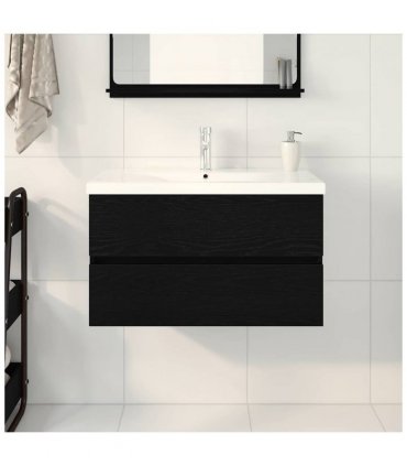 vidaXL Bathroom Sink Cabinet Black Oak 80 x 39 x 62 cm Engineered Wood — Size: 80 x 38.5 x 45 cm, Model: without faucet &drain