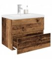 vidaXL Sink Cabinet with Built-in Basin and Faucet Old Wood — Size: 60 x 38.5 x 45 cm, Model: with faucet & drain
