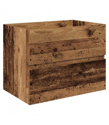vidaXL Sink Cabinet with Built-in Basin and Faucet Old Wood — Size: 60 x 38.5 x 45 cm, Model: with faucet & drain