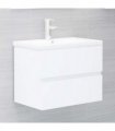 vidaXL Sink Cabinet with Built-in Basin White Engineered Wood — Size: 60 x 38.5 x 45 cm, Model: with faucet & drain