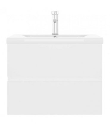 vidaXL Sink Cabinet with Built-in Basin White Engineered Wood — Size: 60 x 38.5 x 45 cm, Model: with faucet & drain