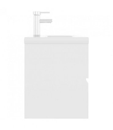 vidaXL Sink Cabinet with Built-in Basin White Engineered Wood — Size: 60 x 38.5 x 45 cm, Model: with faucet & drain