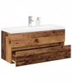 vidaXL Sink Cabinet with Built-in Basin Old Wood — Size: 100 x 38.5 x 45 cm, Model: without faucet & drain