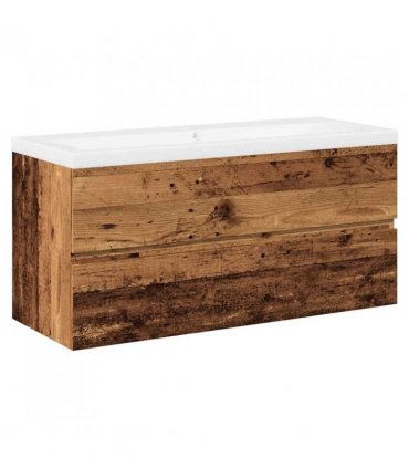 vidaXL Sink Cabinet with Built-in Basin Old Wood — Size: 100 x 38.5 x 45 cm, Model: without faucet & drain