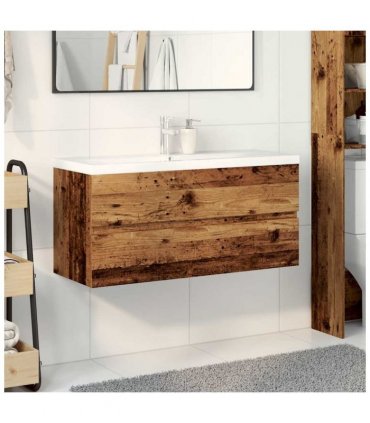 vidaXL Sink Cabinet with Built-in Basin Old Wood — Size: 100 x 38.5 x 45 cm, Model: without faucet & drain