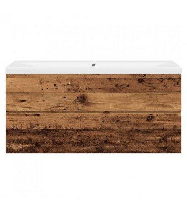vidaXL Sink Cabinet with Built-in Basin Old Wood — Size: 100 x 38.5 x 45 cm, Model: without faucet & drain