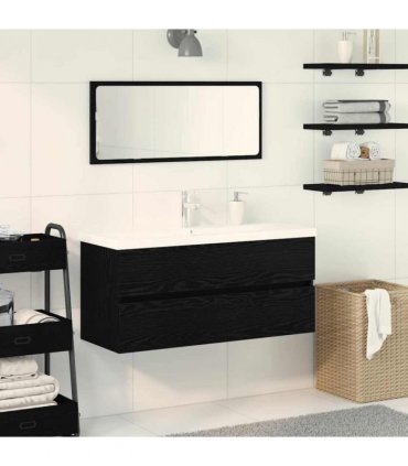 vidaXL Bathroom Sink Cabinet Black Oak 100 x 39 x 62 cm — Size: 100 x 38.5 x 45 cm, Model: with faucet &drain