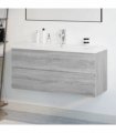vidaXL Sink Cabinet with Built-in Basin Grey Sonoma Engineered Wood — Size: 100 x 38.5 x 45 cm, Model: with faucet & drain