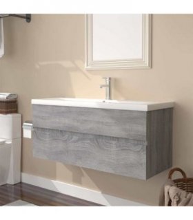 vidaXL Sink Cabinet with Built-in Basin Grey Sonoma Engineered Wood — Size: 100 x 38.5 x 45 cm, Model: without faucet & drain