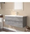 vidaXL Sink Cabinet with Built-in Basin Grey Sonoma Engineered Wood — Size: 100 x 38.5 x 45 cm, Model: without faucet & drain