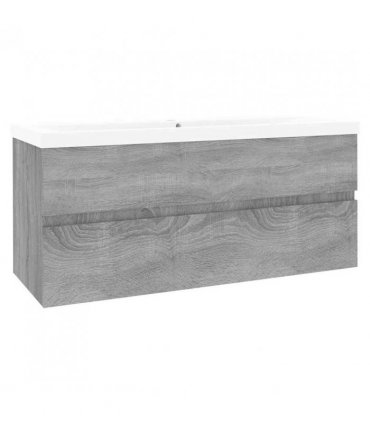vidaXL Sink Cabinet with Built-in Basin Grey Sonoma Engineered Wood — Size: 100 x 38.5 x 45 cm, Model: without faucet & drain