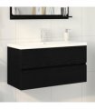 vidaXL Bathroom Sink Cabinet Black Oak 90 x 39 x 62 cm Engineered Wood — Size: 90 x 38.5 x 45 cm, Model: without faucet &drain