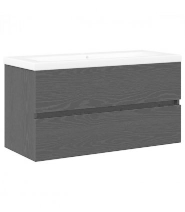 vidaXL Bathroom Sink Cabinet Black Oak 90 x 39 x 62 cm Engineered Wood — Size: 90 x 38.5 x 45 cm, Model: without faucet &drain