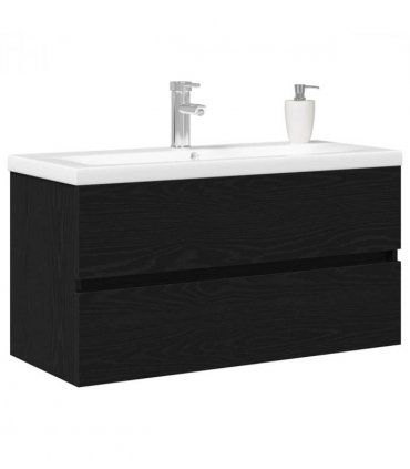 vidaXL Bathroom Sink Cabinet Black Oak 90 x 39 x 62 cm Engineered Wood — Size: 90 x 38.5 x 45 cm, Model: without faucet &drain