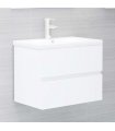 vidaXL Sink Cabinet with Built-in Basin White Engineered Wood — Size: 60 x 38.5 x 45 cm, Model: without faucet & drain