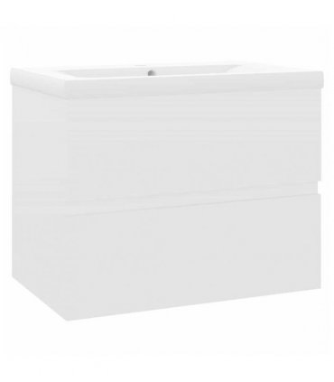 vidaXL Sink Cabinet with Built-in Basin White Engineered Wood — Size: 60 x 38.5 x 45 cm, Model: without faucet & drain