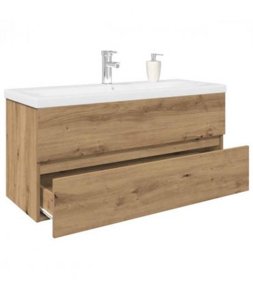 vidaXL Sink Cabinet with Built-in Basin and Faucet Artisan Oak — Size: 100 x 38.5 x 45 cm, Model: with faucet & drain