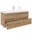 vidaXL Sink Cabinet with Built-in Basin and Faucet Artisan Oak — Size: 100 x 38.5 x 45 cm, Model: with faucet & drain