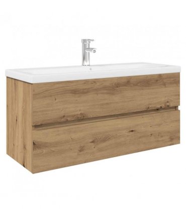 vidaXL Sink Cabinet with Built-in Basin and Faucet Artisan Oak — Size: 100 x 38.5 x 45 cm, Model: with faucet & drain
