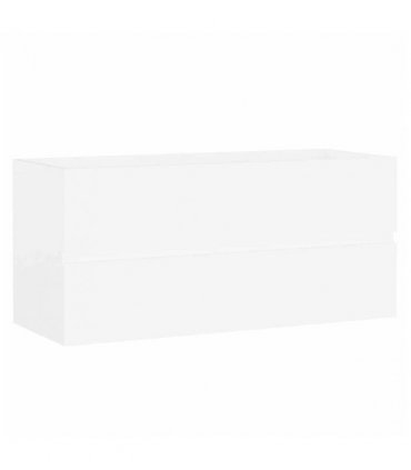 vidaXL Sink Cabinet with Built-in Basin White Engineered Wood — Size: 100 x 38.5 x 45 cm, Model: without faucet & drain